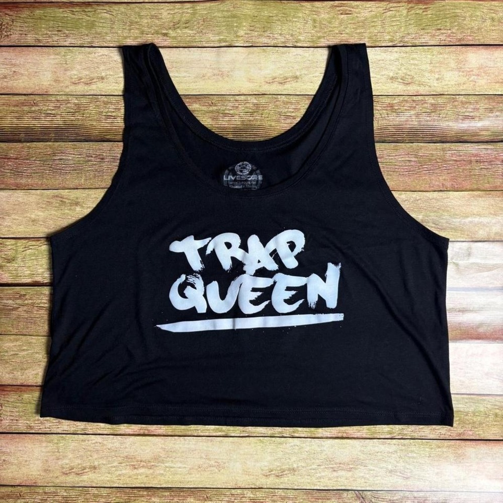 Trap Queen Shrug Life black crop tank top by LiveSore